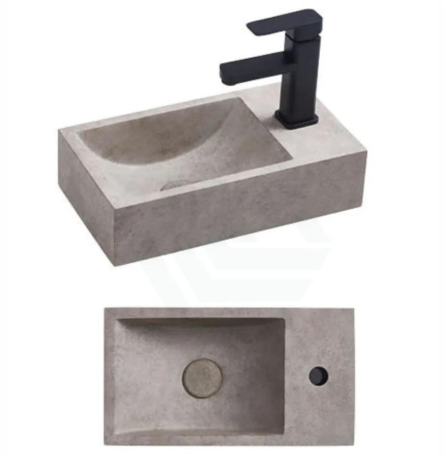400x220x100mm Rectangle Above Counter Concrete Basin Burberry Stone Pop Up Waste Included Left or Right Tap Hole Available