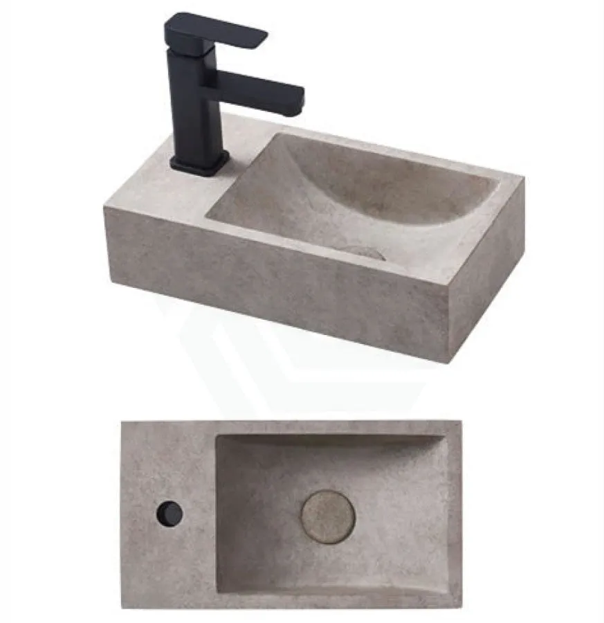 400x220x100mm Rectangle Above Counter Concrete Basin Burberry Stone Pop Up Waste Included Left or Right Tap Hole Available