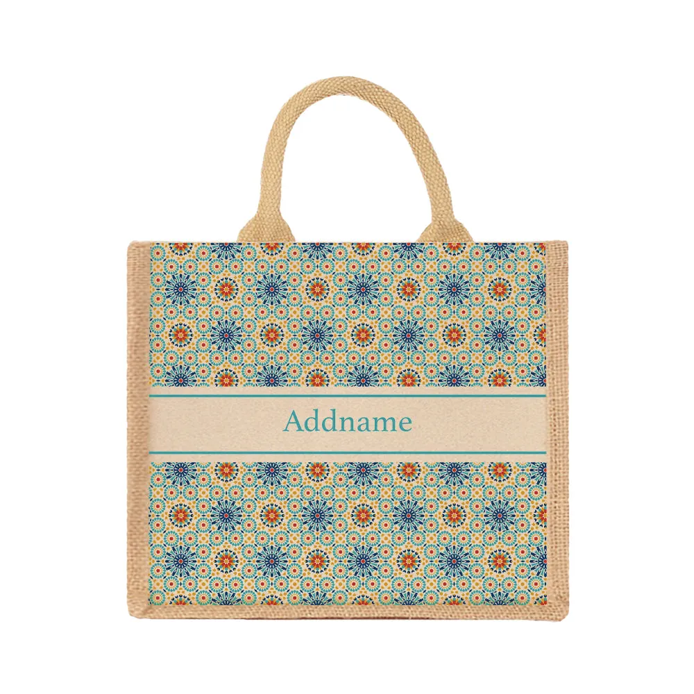Arabesque Mandala Jute Tote Bag