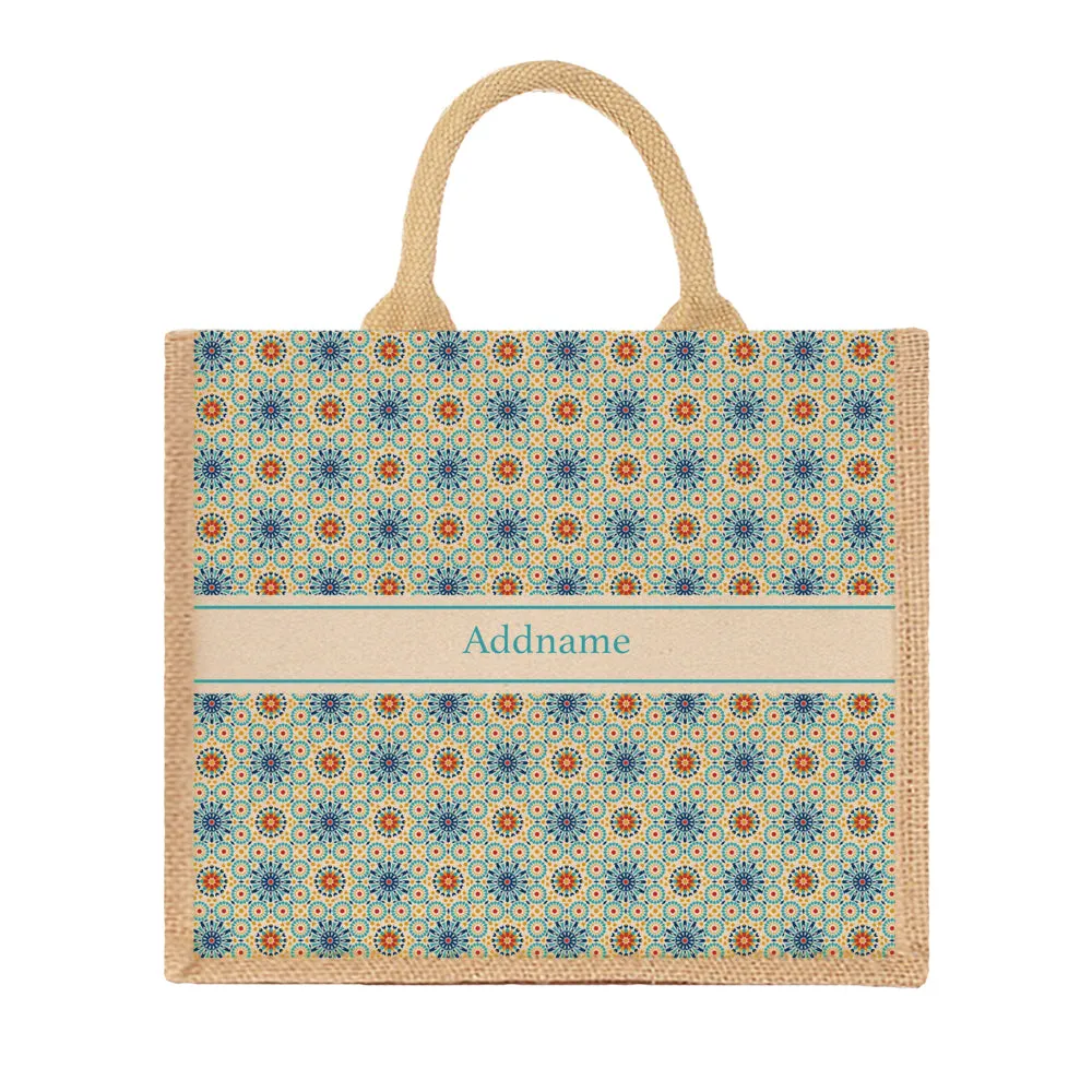 Arabesque Mandala Jute Tote Bag