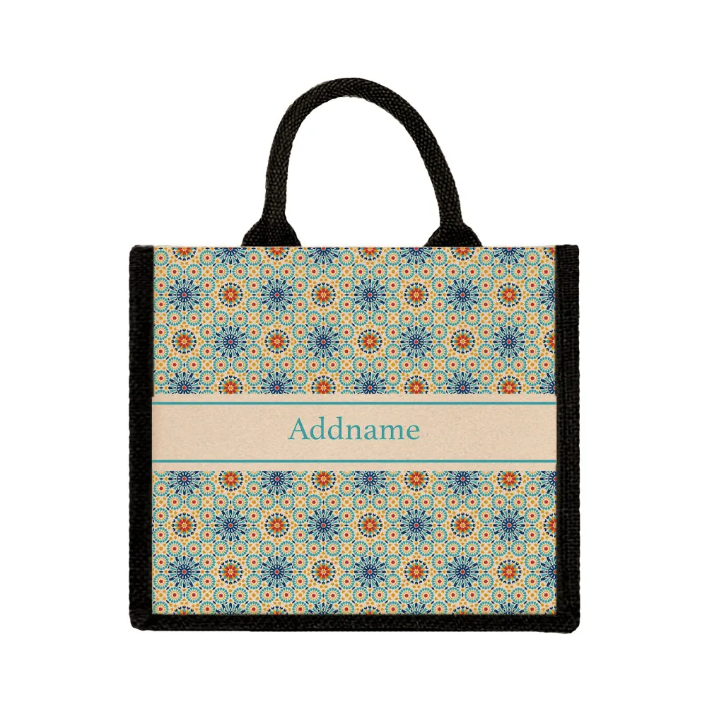 Arabesque Mandala Jute Tote Bag