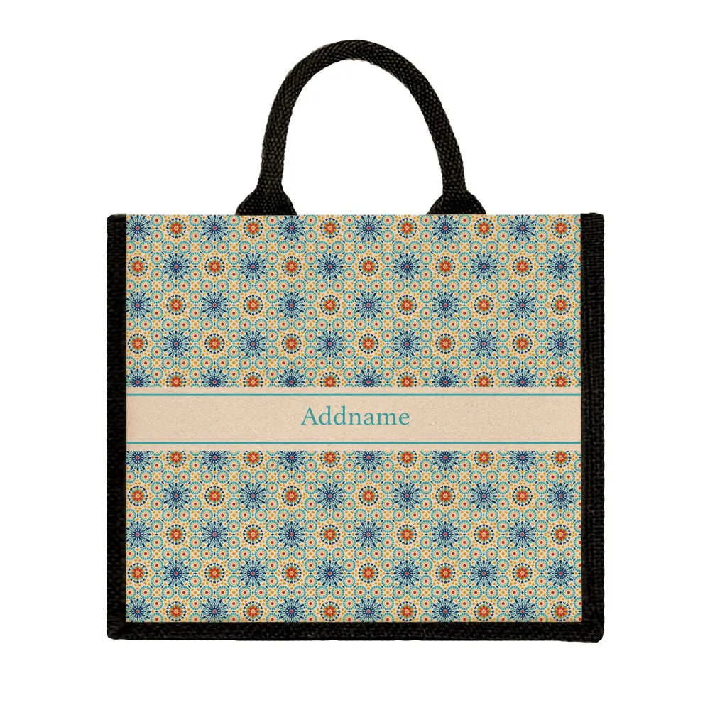 Arabesque Mandala Jute Tote Bag