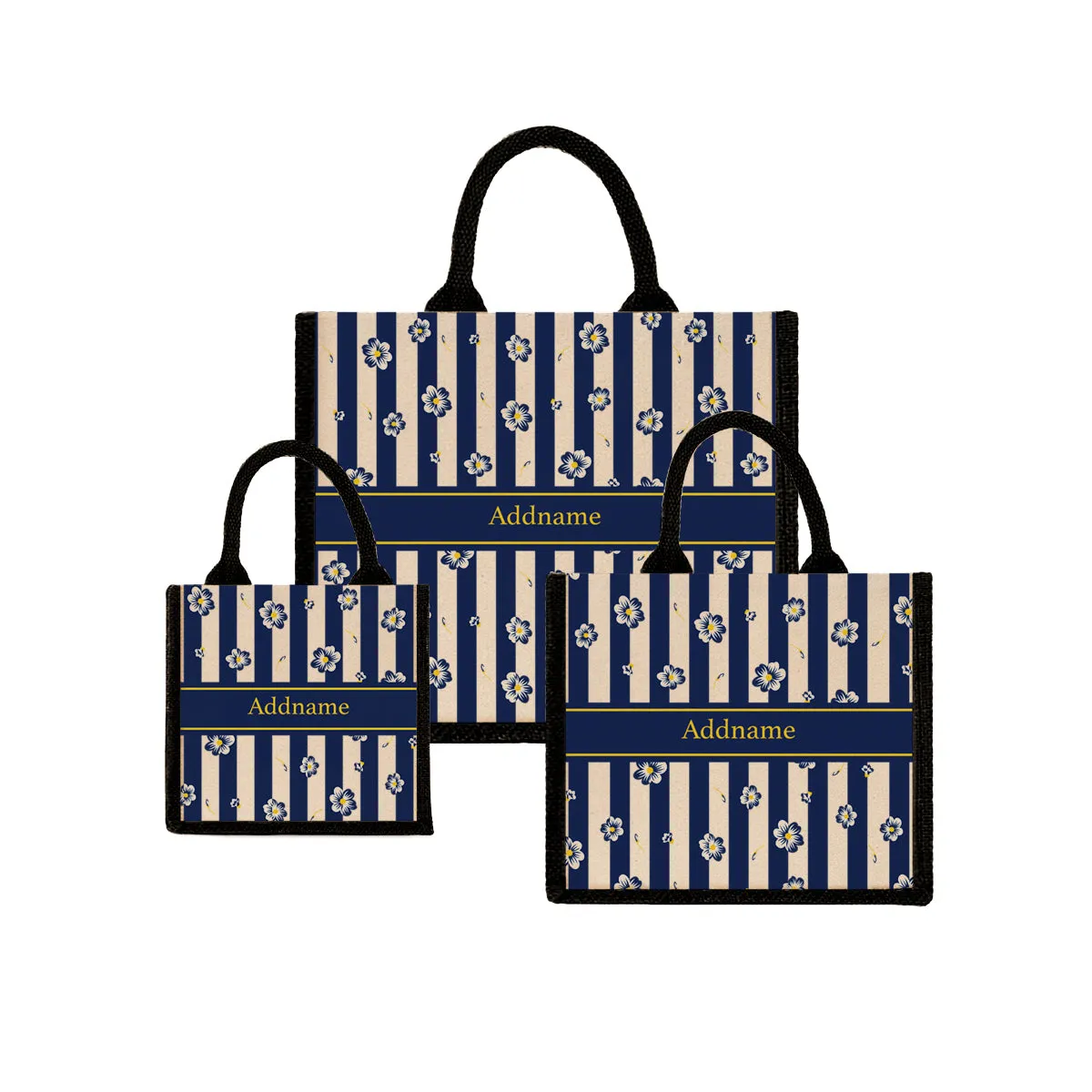 Blue Blossom Jute Tote Bag