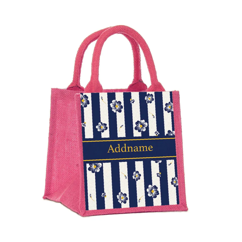 Blue Blossom Jute Tote Bag