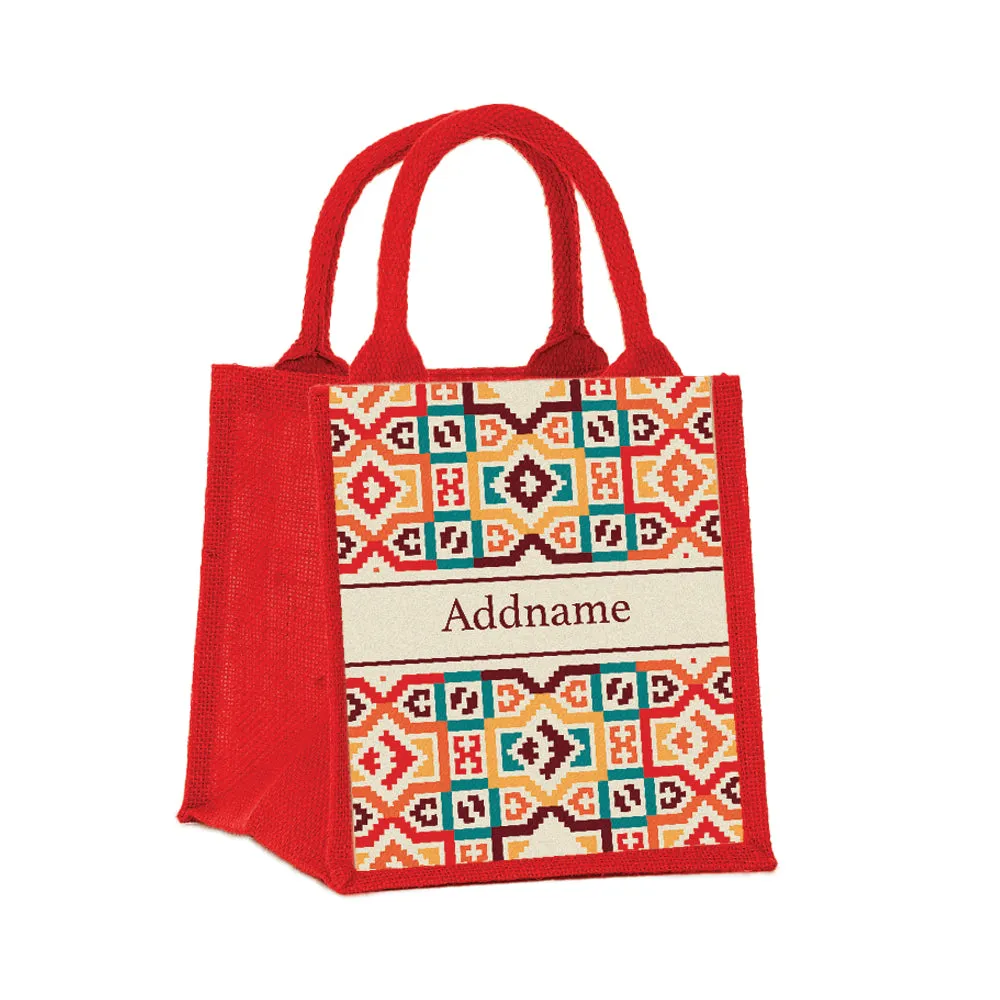 Bohemian Stitch Jute Tote Bag