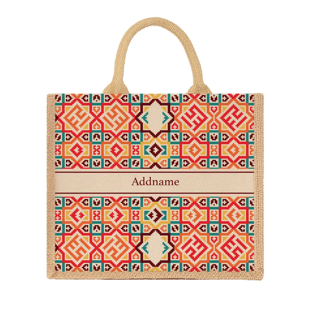 Bohemian Stitch Jute Tote Bag