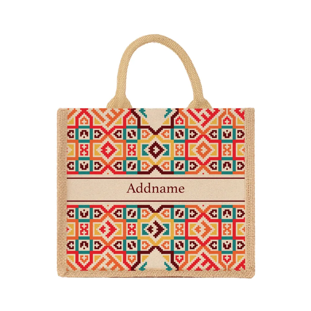 Bohemian Stitch Jute Tote Bag