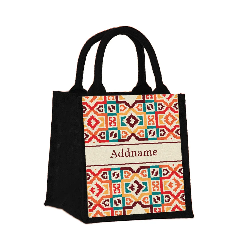 Bohemian Stitch Jute Tote Bag
