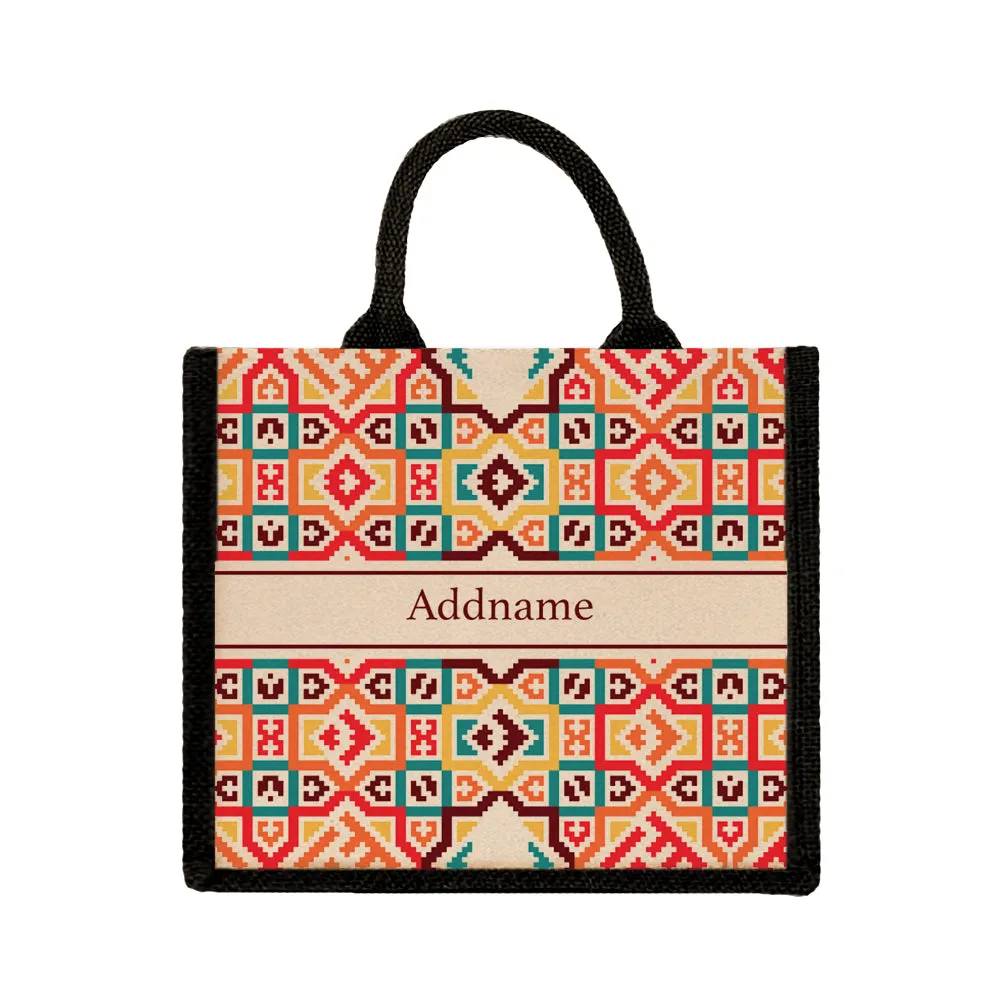 Bohemian Stitch Jute Tote Bag