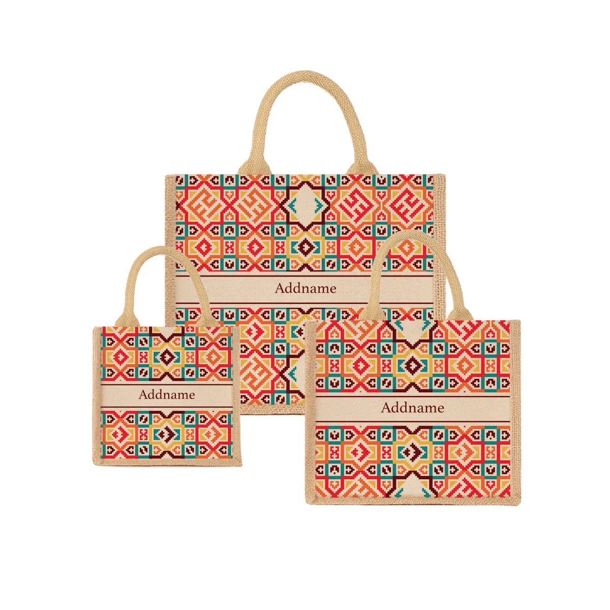 Bohemian Stitch Jute Tote Bag