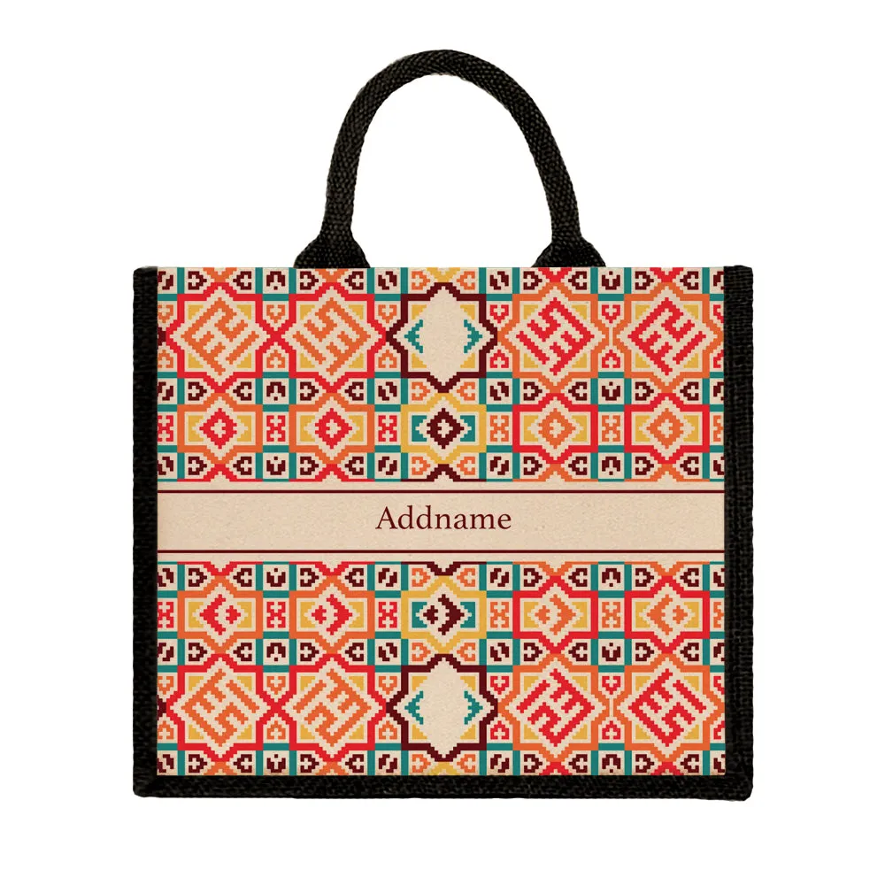 Bohemian Stitch Jute Tote Bag