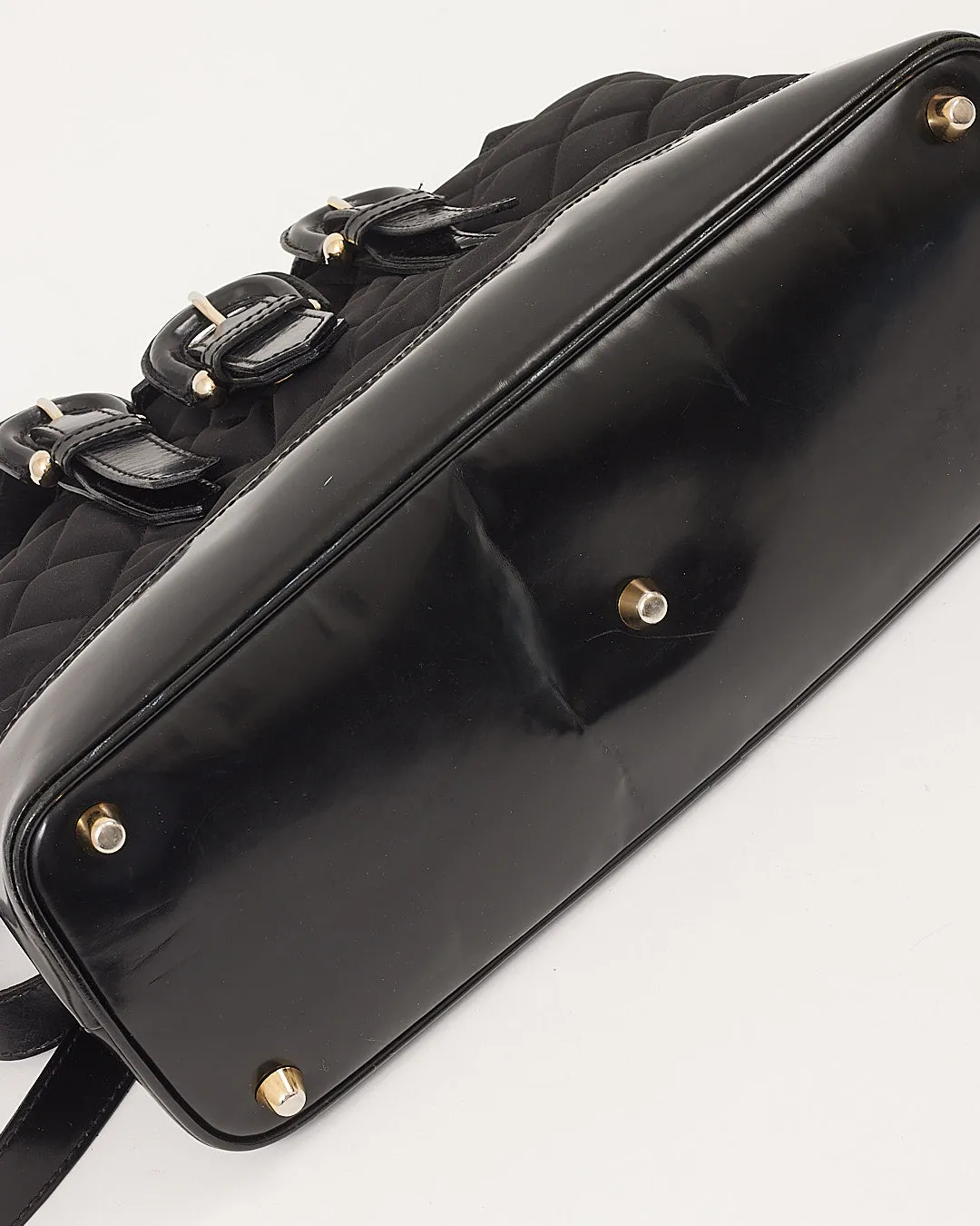 Burberry Black Nylon Quilted & Leather Tote Bag