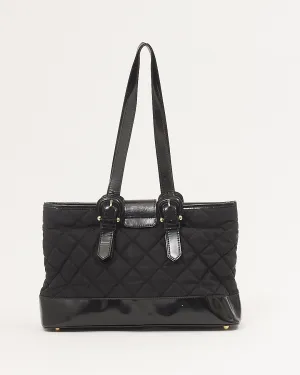 Burberry Black Nylon Quilted & Leather Tote Bag