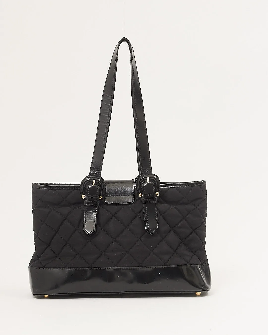 Burberry Black Nylon Quilted & Leather Tote Bag