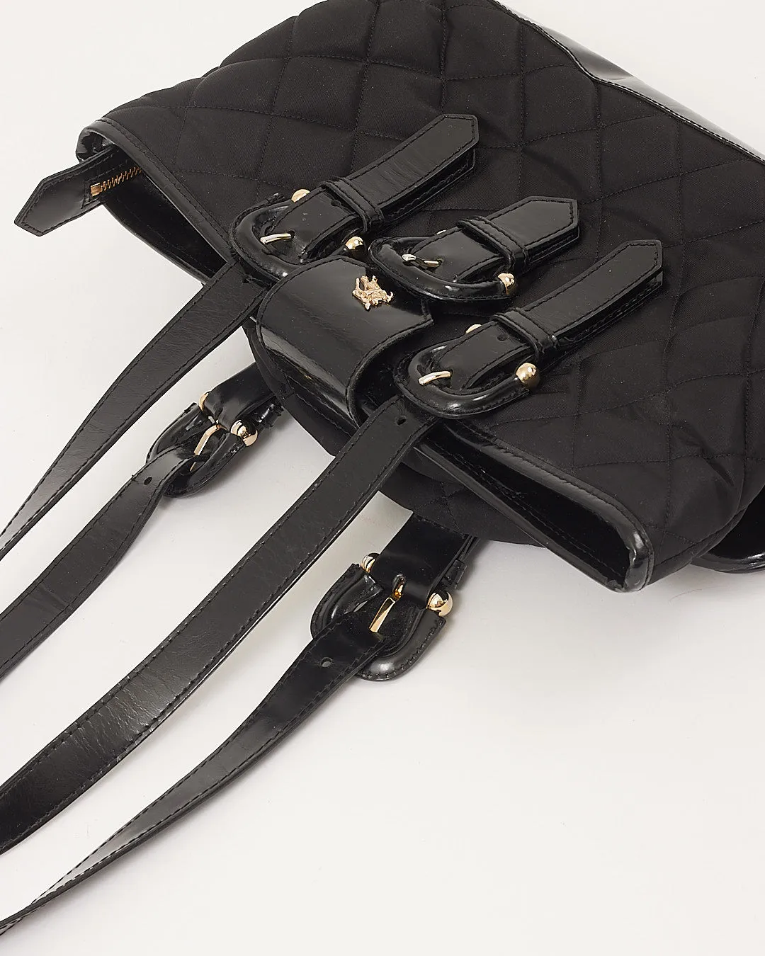 Burberry Black Nylon Quilted & Leather Tote Bag