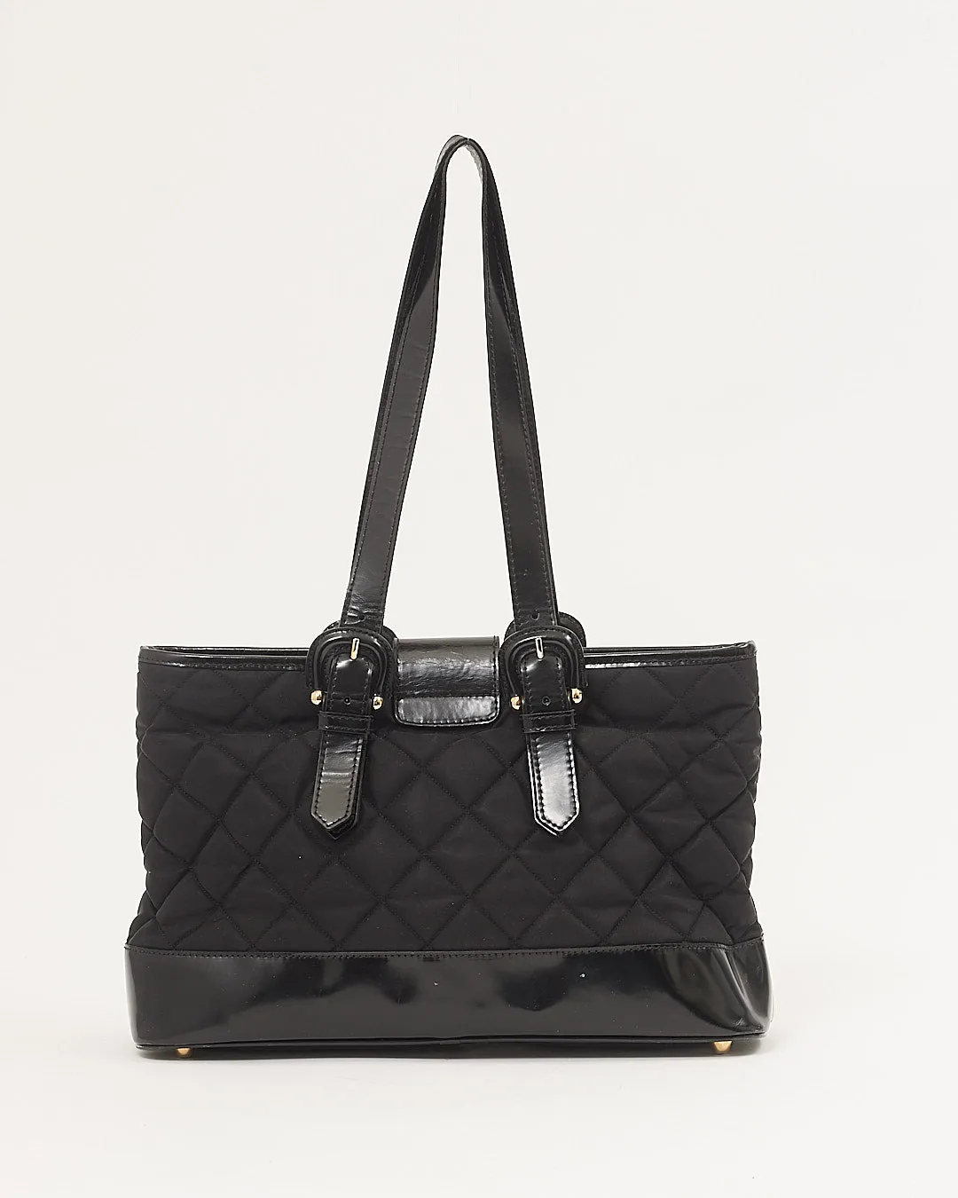 Burberry Black Nylon Quilted & Leather Tote Bag