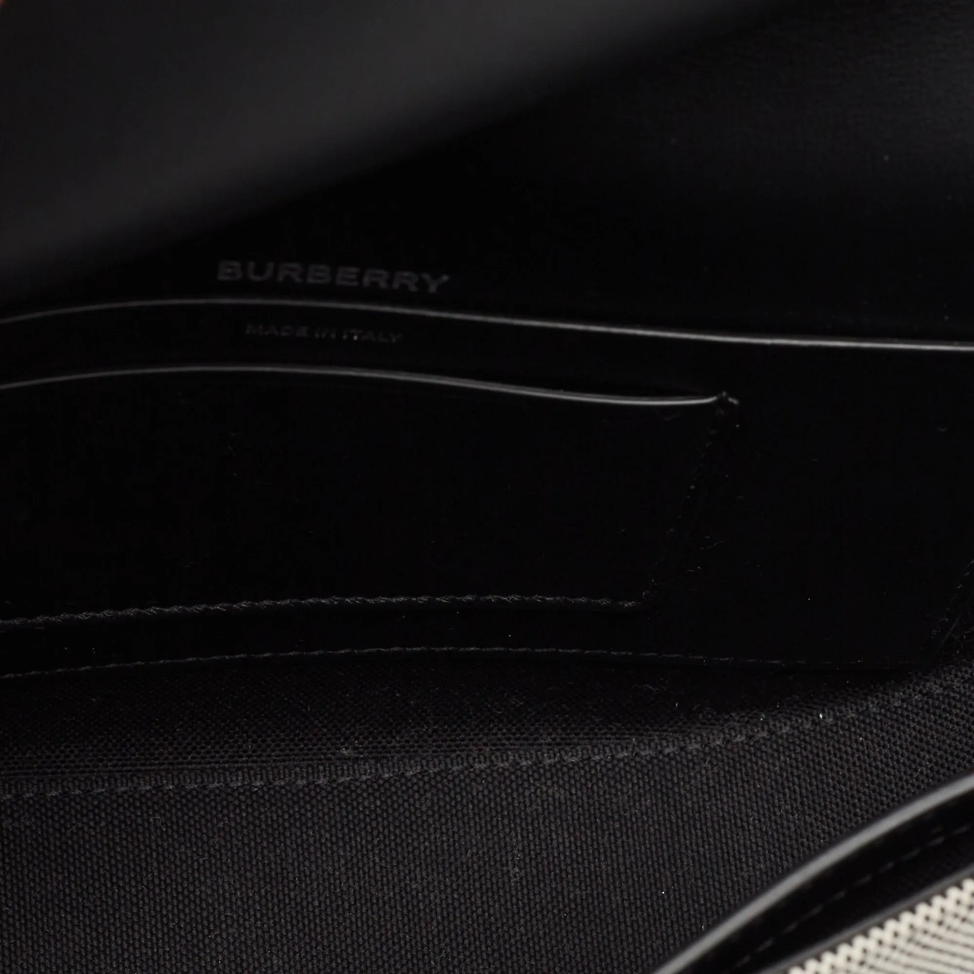 BURBERRY Black/White Canvas and Leather Small Olympia Shoulder Bag