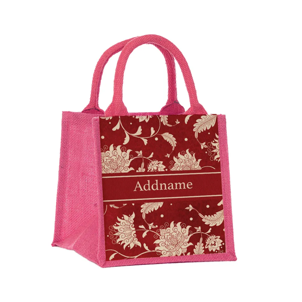 Chinese Porcelain Red Jute Tote Bag