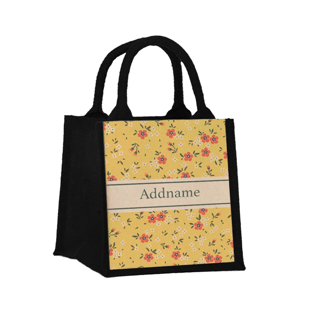 Cute Floral Jute Tote Bag