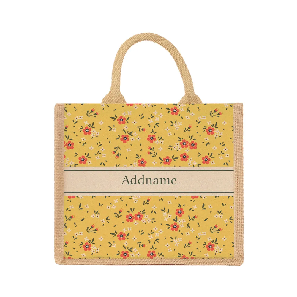 Cute Floral Jute Tote Bag