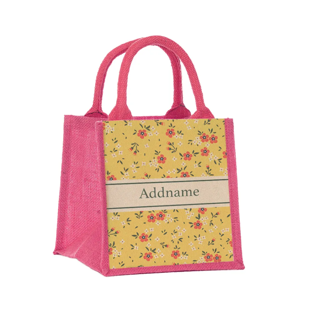 Cute Floral Jute Tote Bag