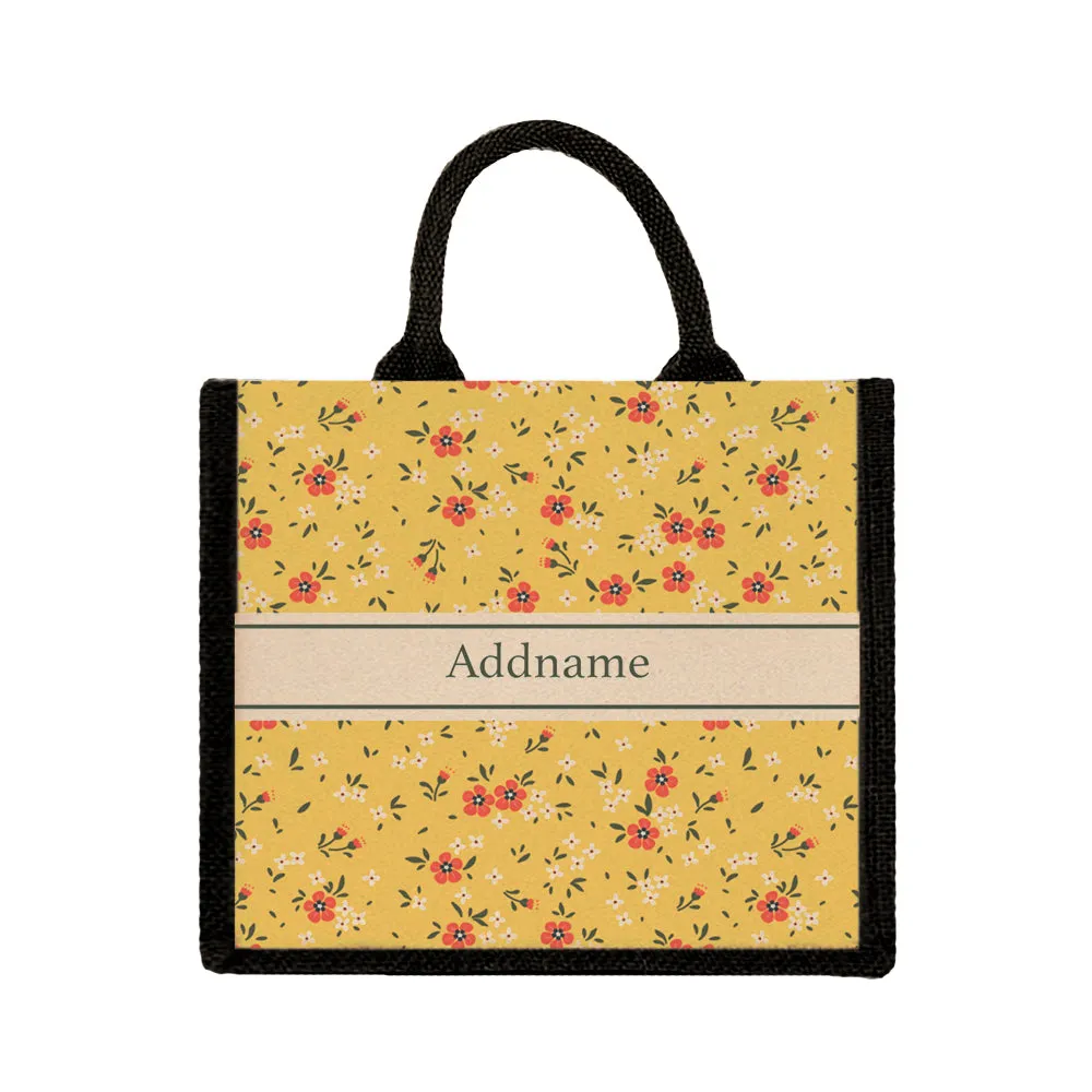 Cute Floral Jute Tote Bag
