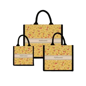 Cute Floral Jute Tote Bag
