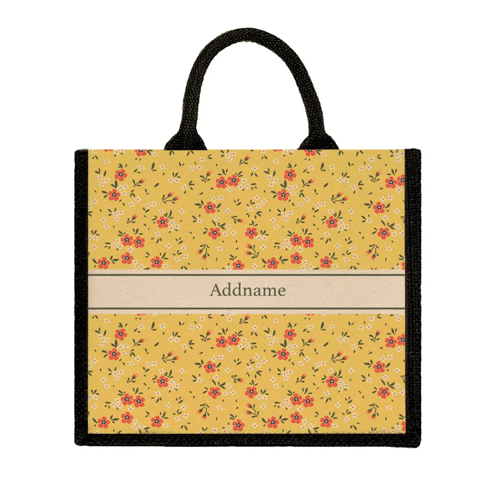 Cute Floral Jute Tote Bag