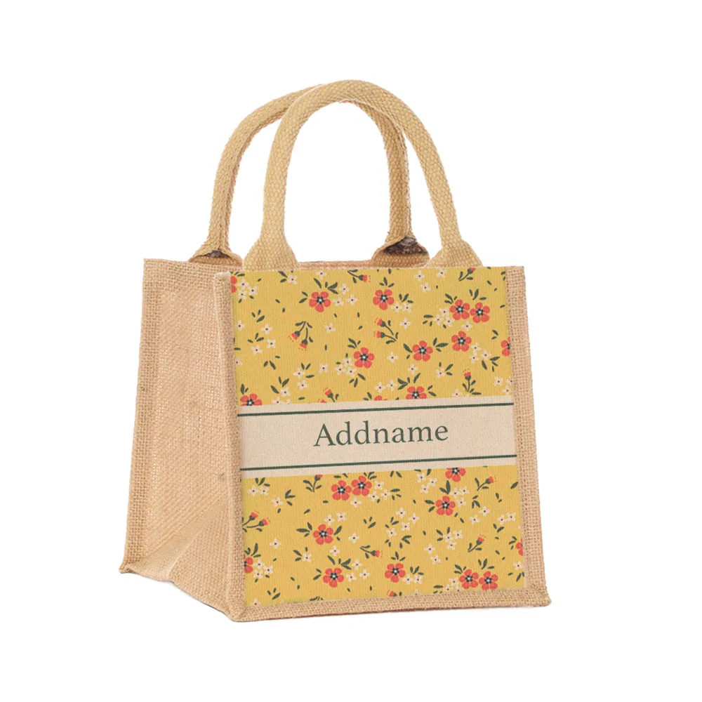 Cute Floral Jute Tote Bag