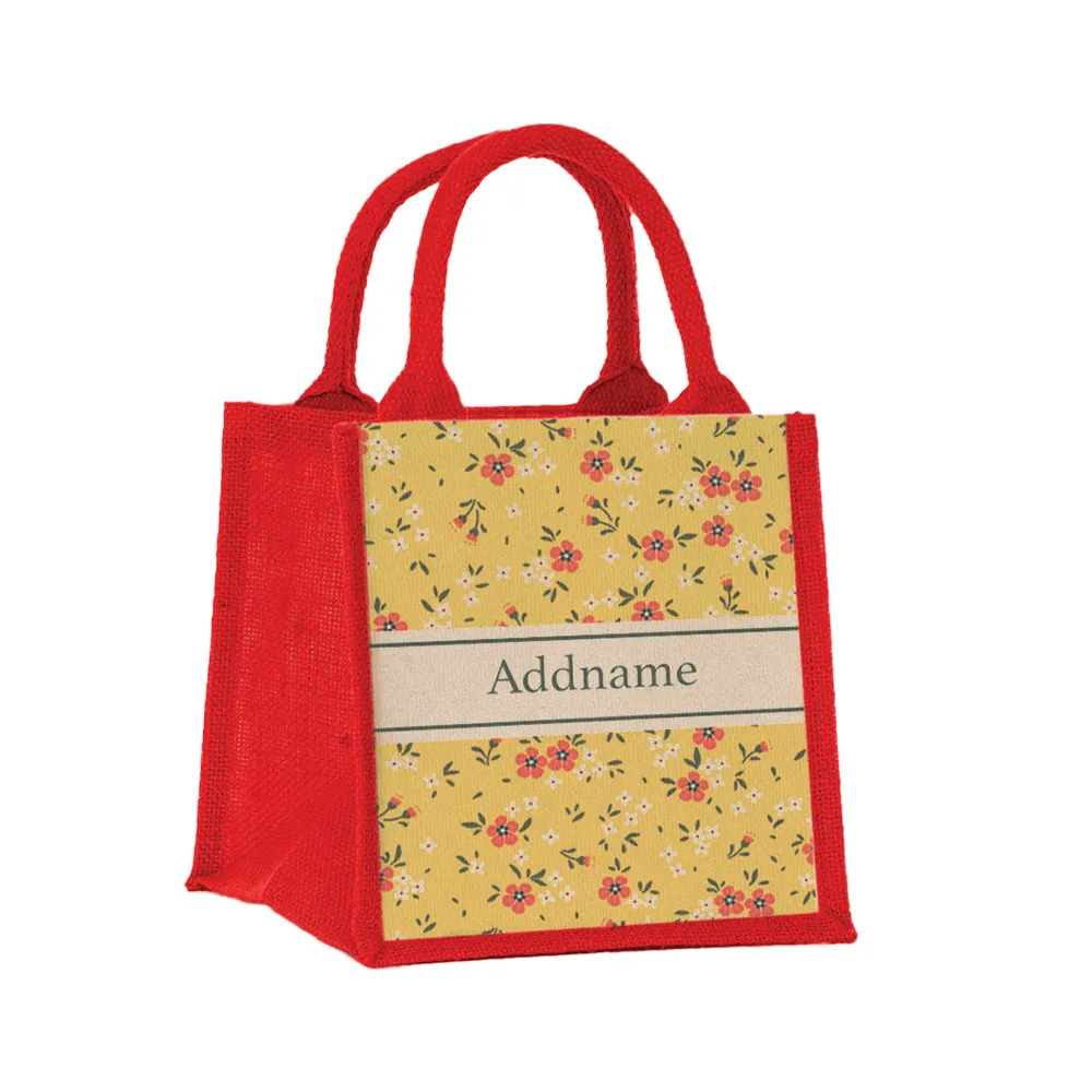 Cute Floral Jute Tote Bag