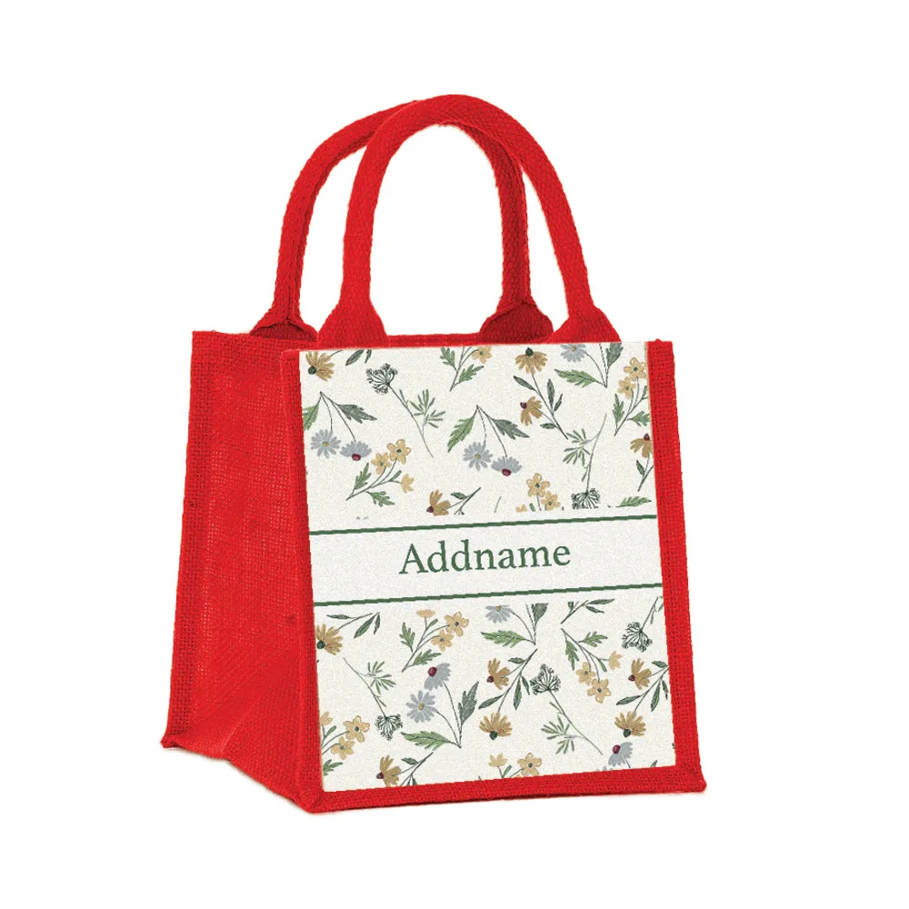 Daisy Sketch Jute Tote Bag
