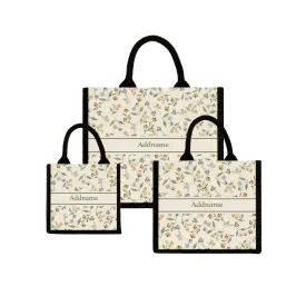 Daisy Sketch Jute Tote Bag