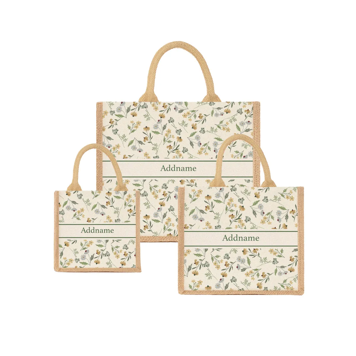 Daisy Sketch Jute Tote Bag