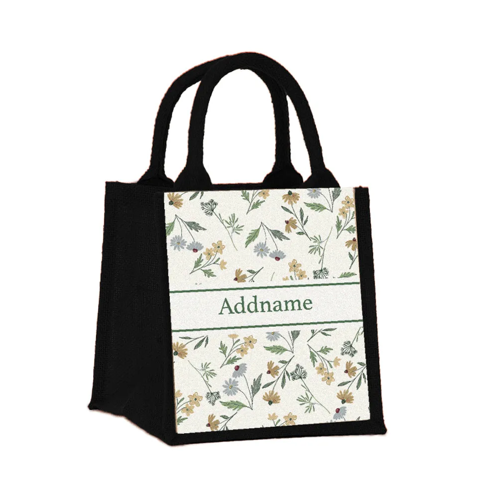 Daisy Sketch Jute Tote Bag
