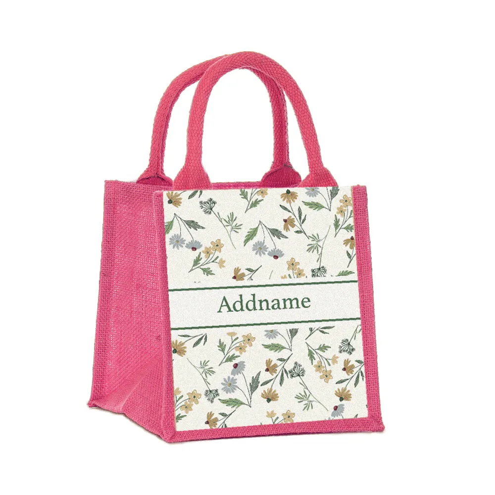 Daisy Sketch Jute Tote Bag