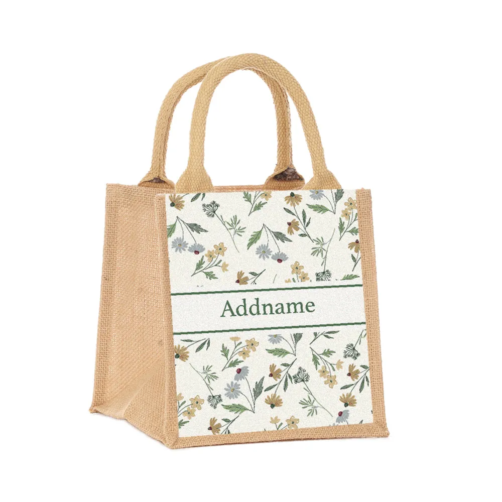 Daisy Sketch Jute Tote Bag
