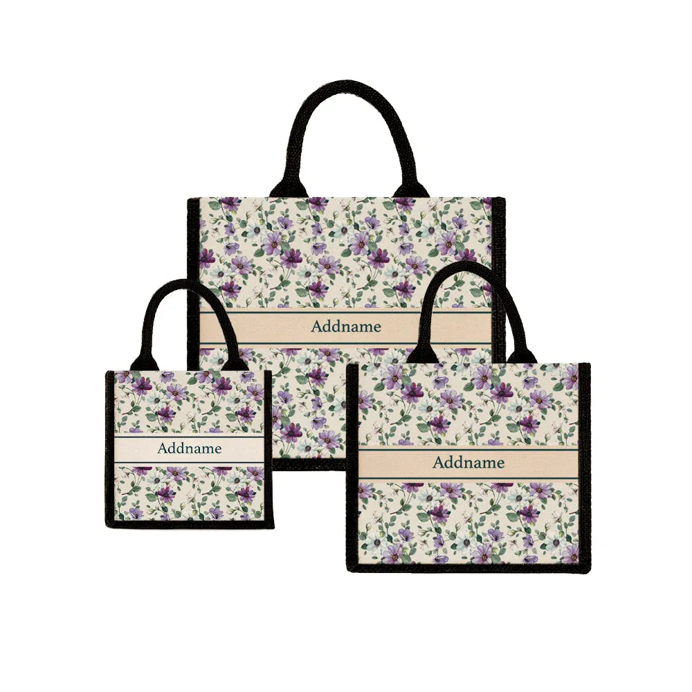 Daisy Violet Jute Tote Bag