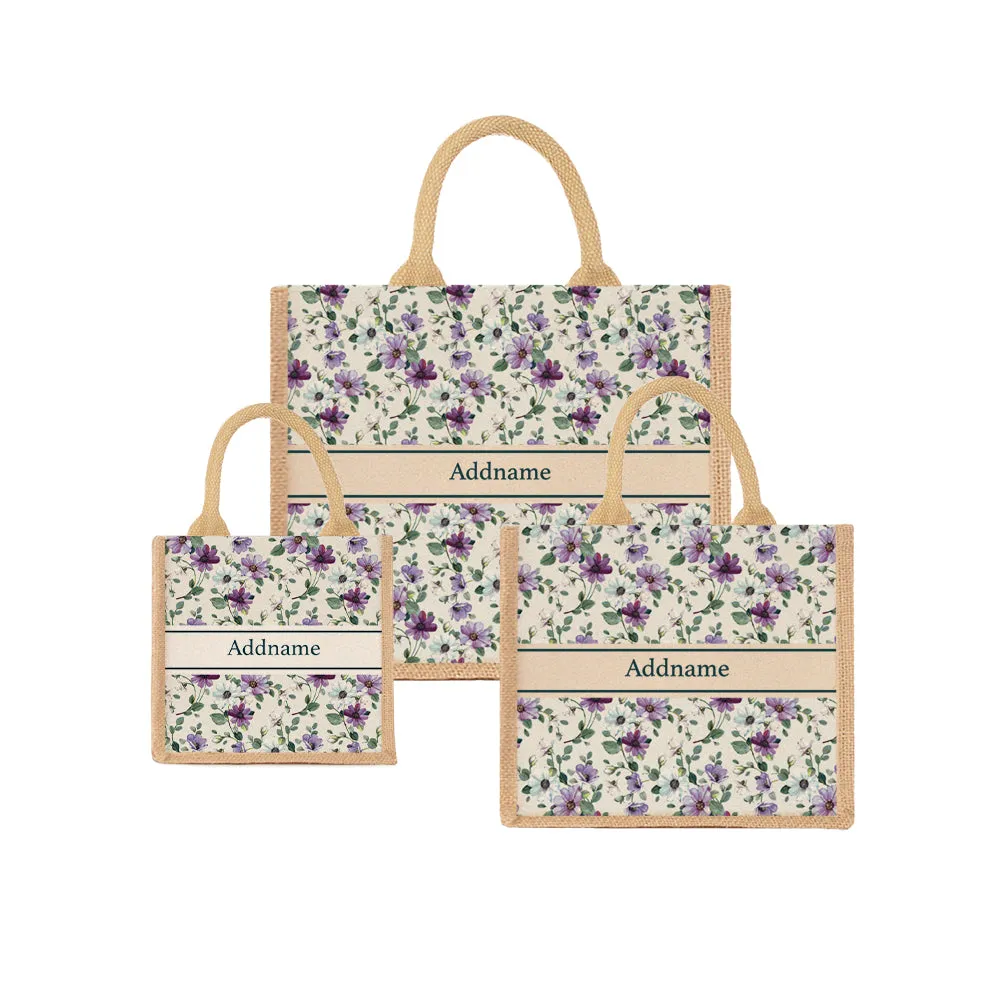 Daisy Violet Jute Tote Bag