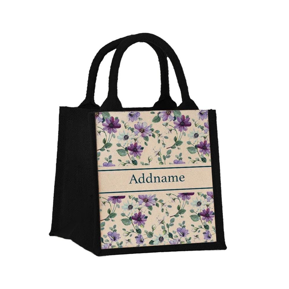 Daisy Violet Jute Tote Bag