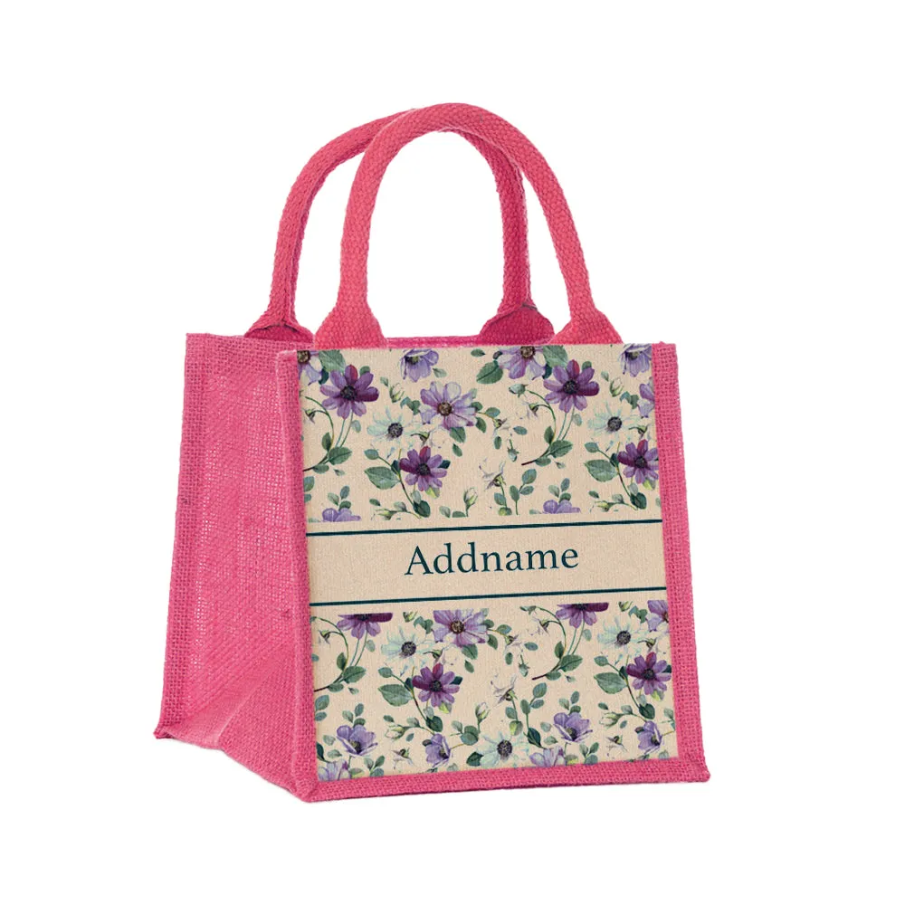 Daisy Violet Jute Tote Bag