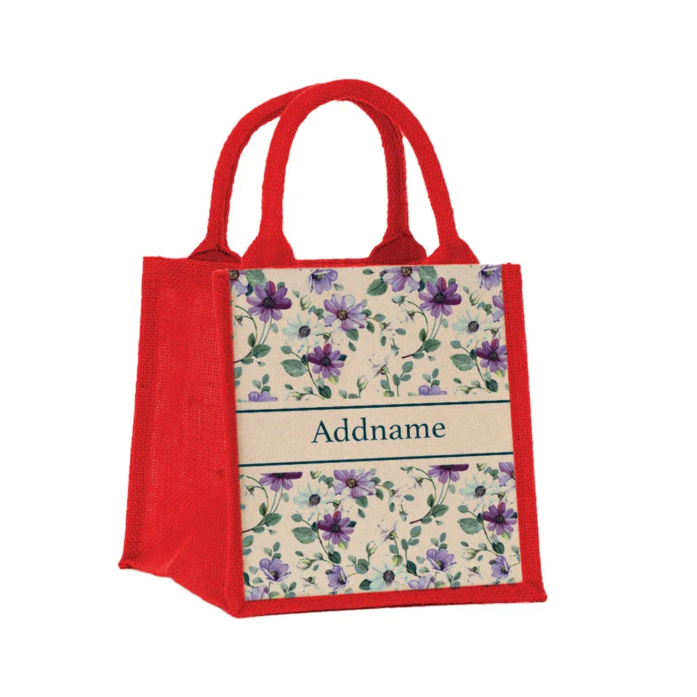 Daisy Violet Jute Tote Bag