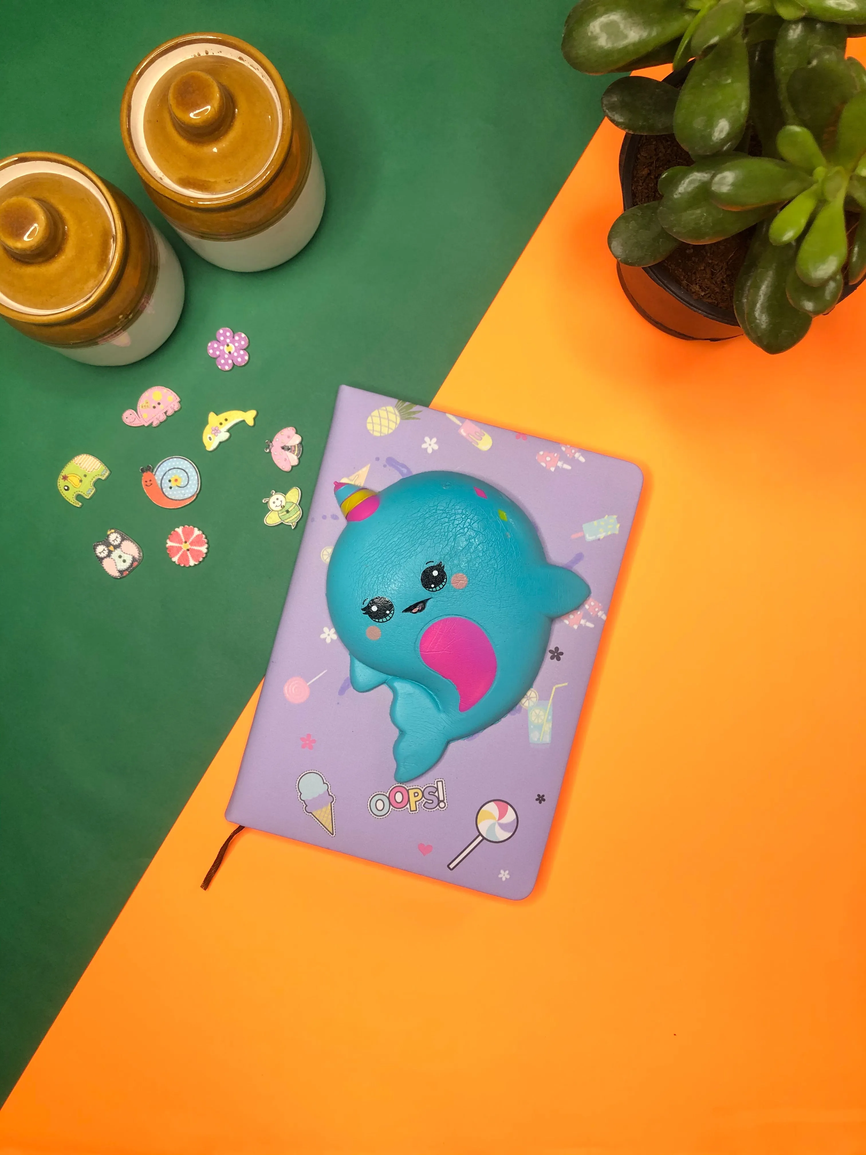 DOLPHIN 3D | PLUSHIE A5 Size Diary | Ruled page | Bookmark String |
