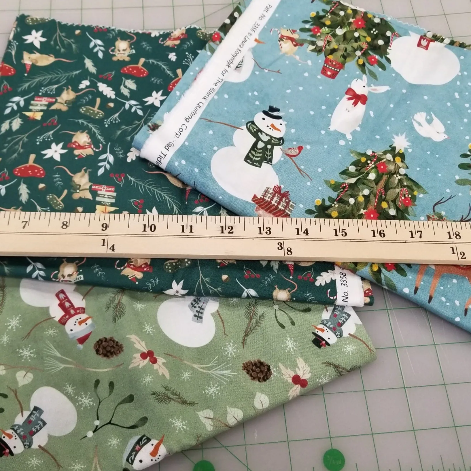 End of Bolt: 1 yard cuts- Total of 3 yards of Blank Quilting Holiday "Glad Tidings We Bring"  Remnants As pictured