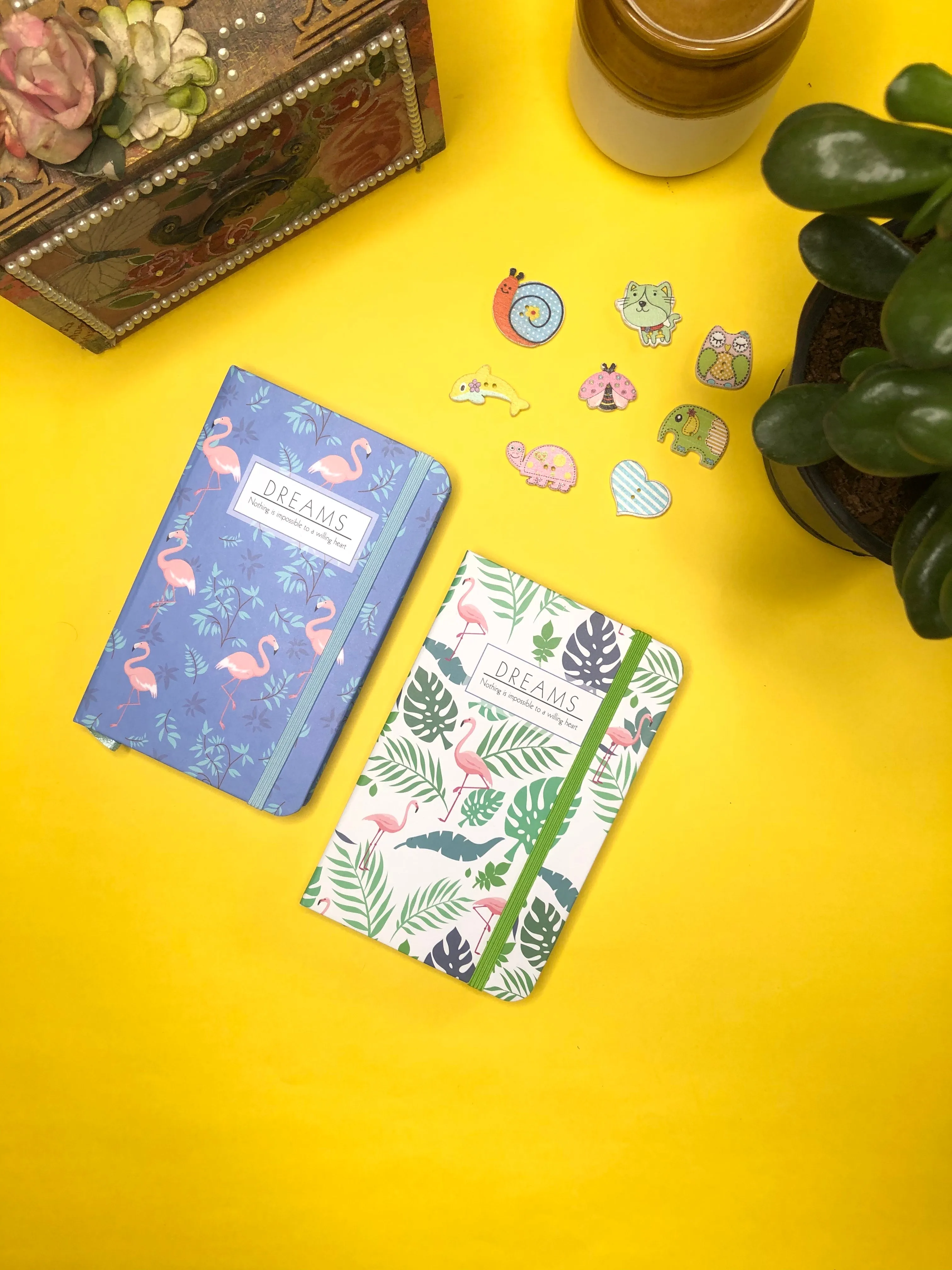 Forest Themed A7 Size Pocket Diary | Closure Band | Bookmark String | Set of 2|