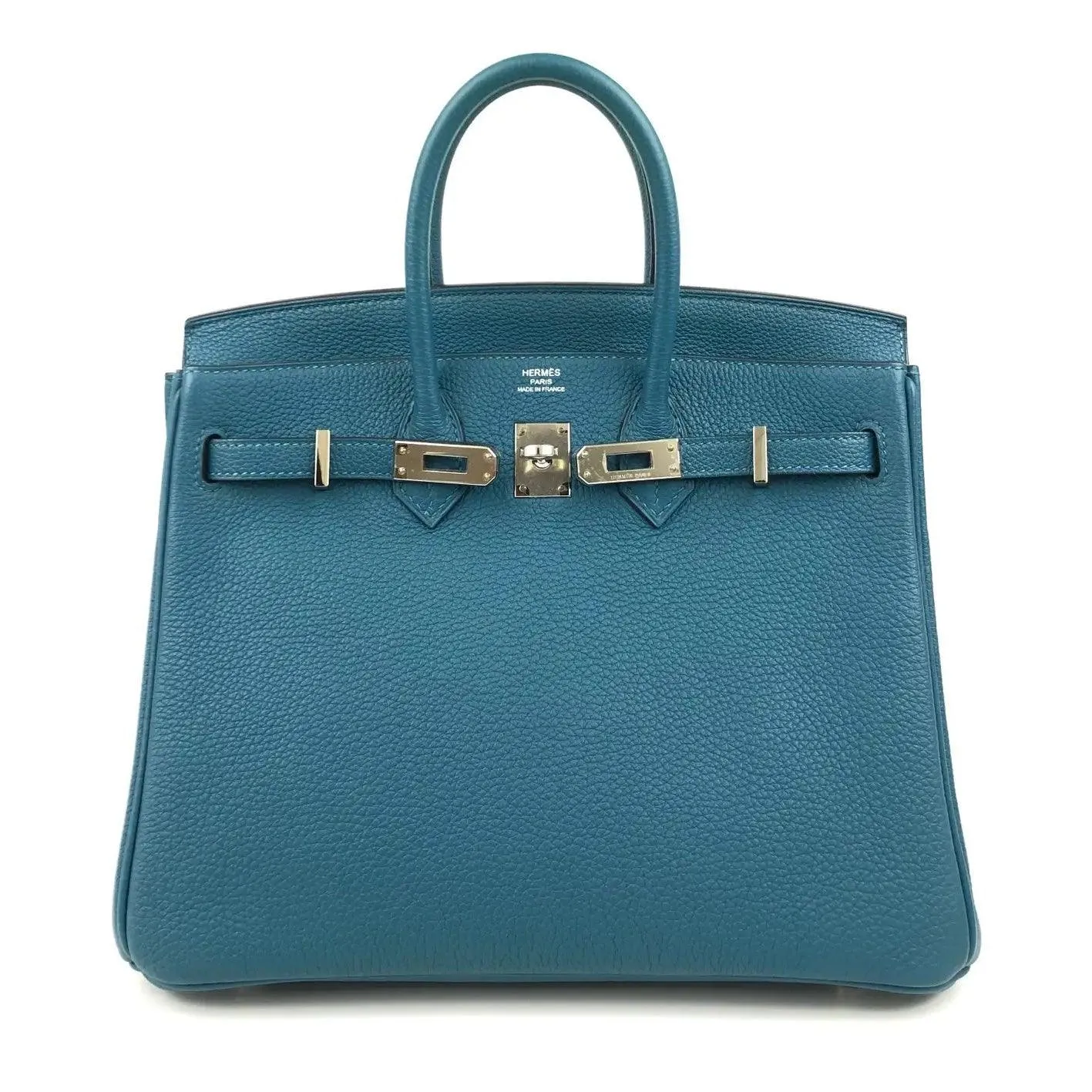 Rare HERMES Birkin 25 Bag in Colvert Blue Togo Leather