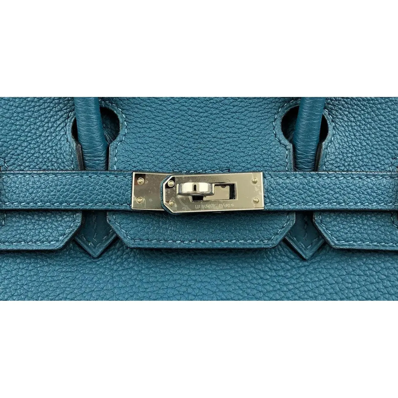 Rare HERMES Birkin 25 Bag in Colvert Blue Togo Leather