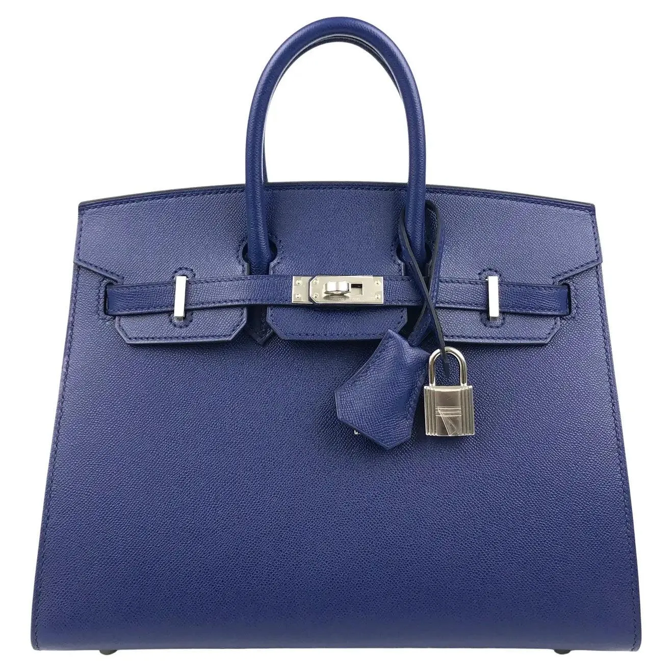 HERMES Birkin 25 Sapphire Blue Sellier Madame Leather Bag