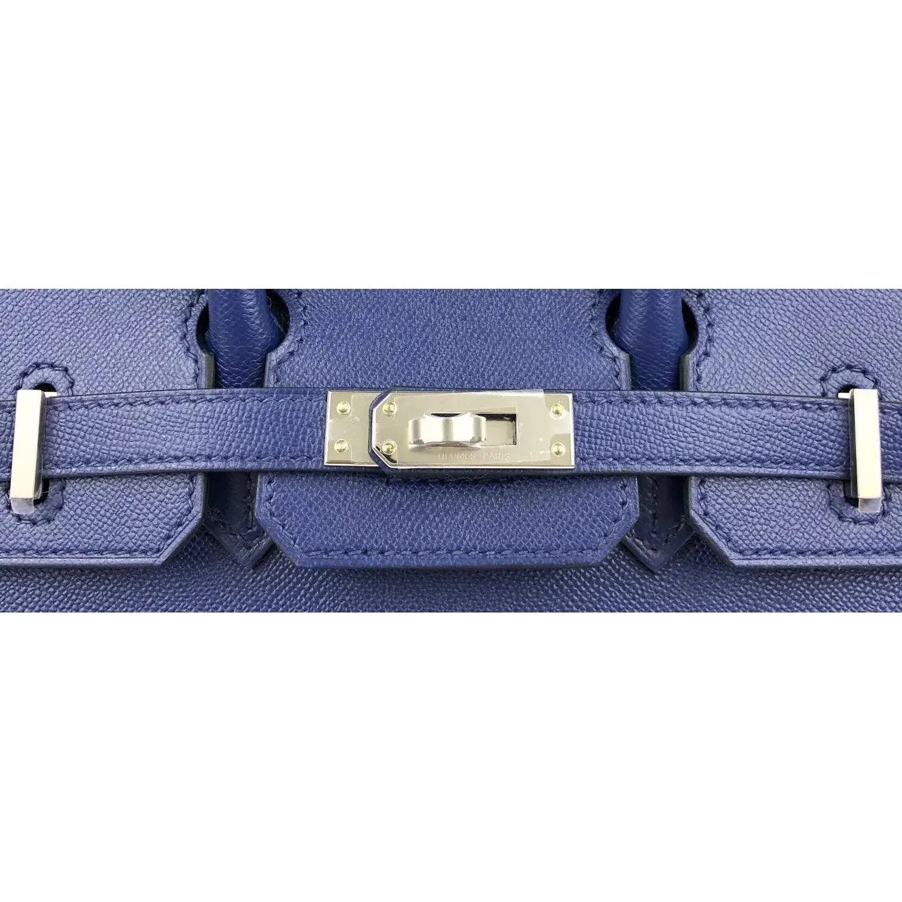 HERMES Birkin 25 Sapphire Blue Sellier Madame Leather Bag