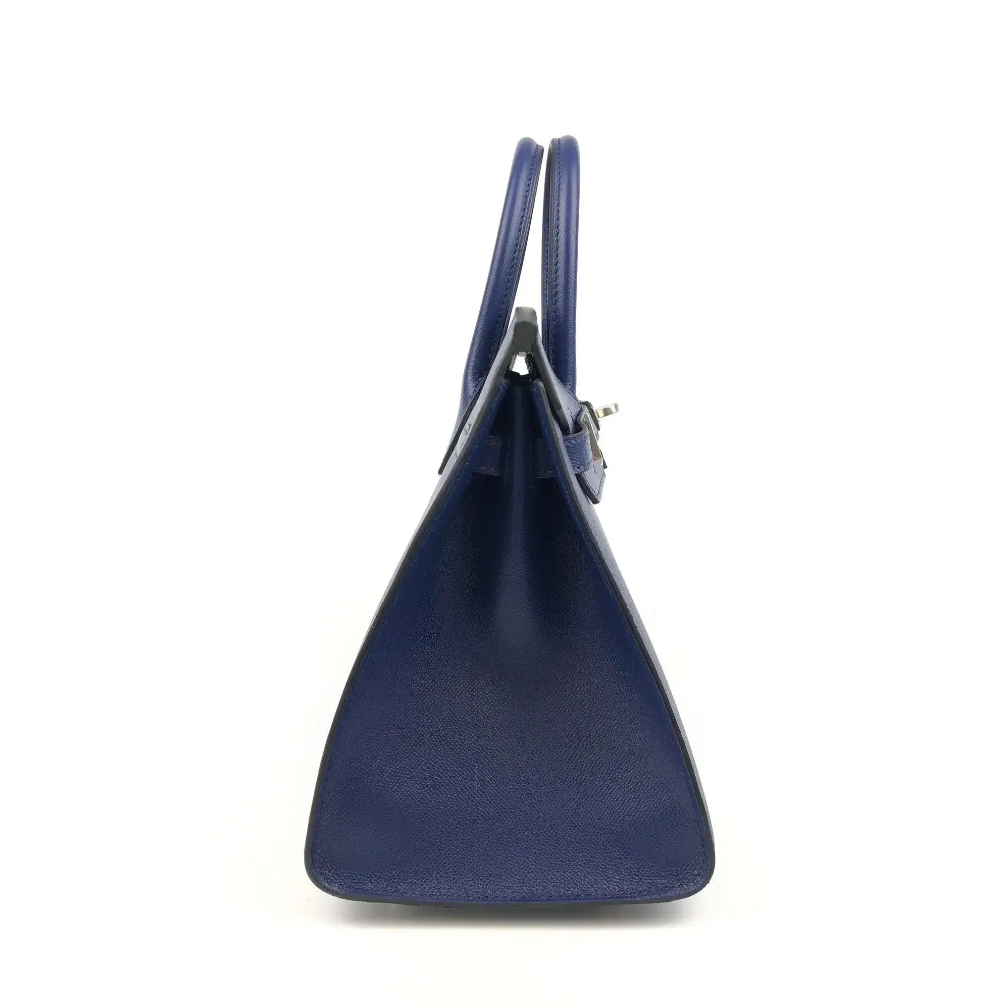 HERMES Birkin 25 Sapphire Blue Sellier Madame Leather Bag