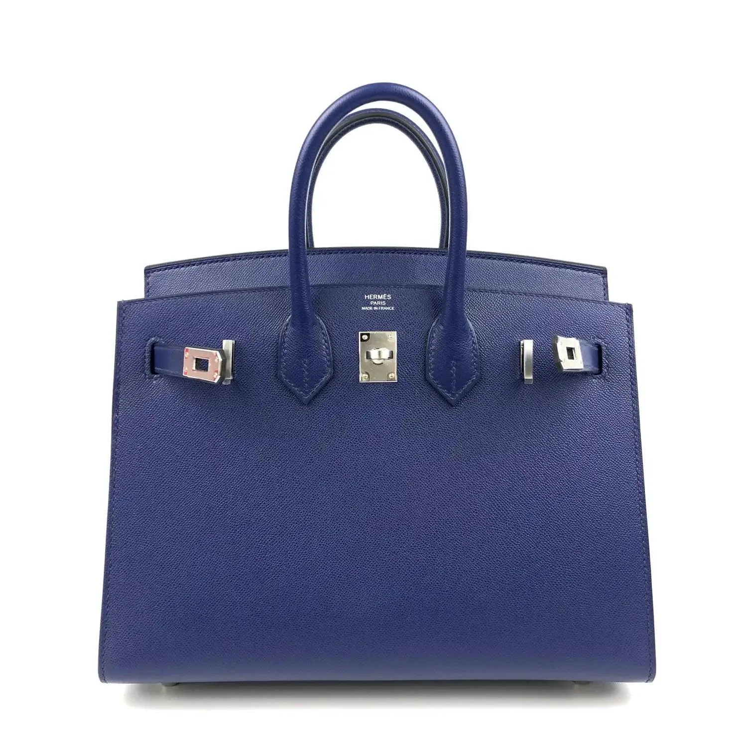 HERMES Birkin 25 Sapphire Blue Sellier Madame Leather Bag